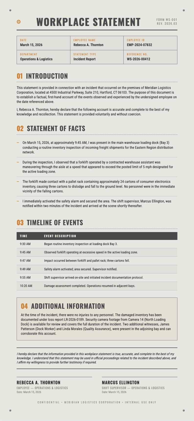 Industrial raw workplace statement